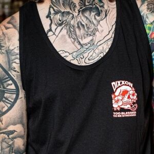 DIXXON Mens Black Tank Top Too Blessed Skull S